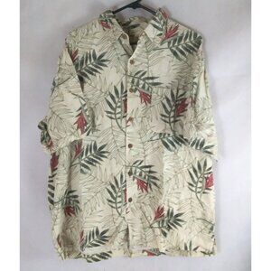 Caribbean Pineapple Men's Hawaiian Shirt Beige With Leafy Design Size XL